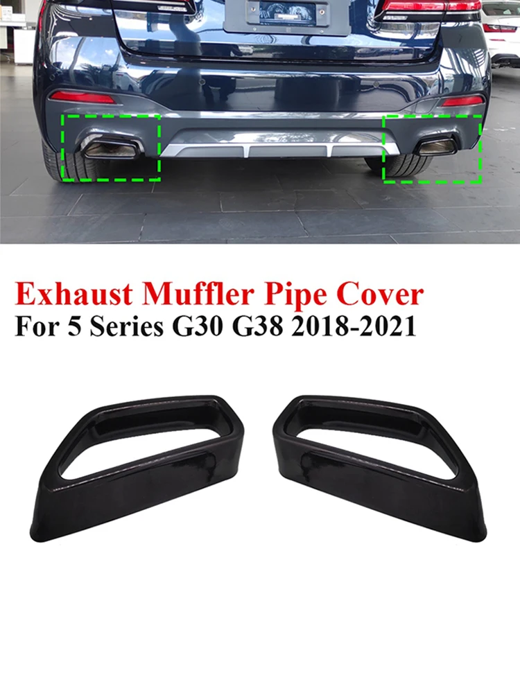 

A Pair Stainless Steel Car Rear Exhaust Muffler Pipe Cover Trim Tail Throat Frame for BMW 5 Series G30 G38 018 2019 2020 2021