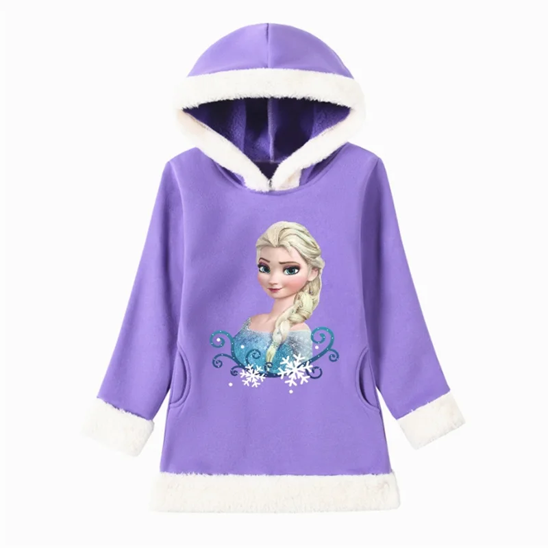 S30240-purple Зимние Свитера для девочек с рождественской глазурью; толстовки принцессы Эльзы для малышей; Милые осенние длинные флисовые пальто для подростков; топы - Цвет: S30240-purple