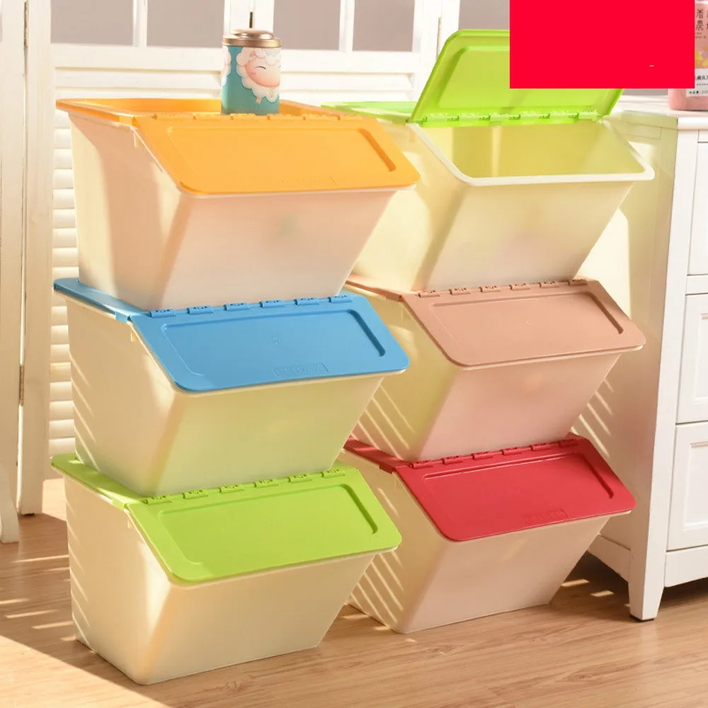 Пластиковая коробка для хранения детская одежда игрушка закуски откидная крышка