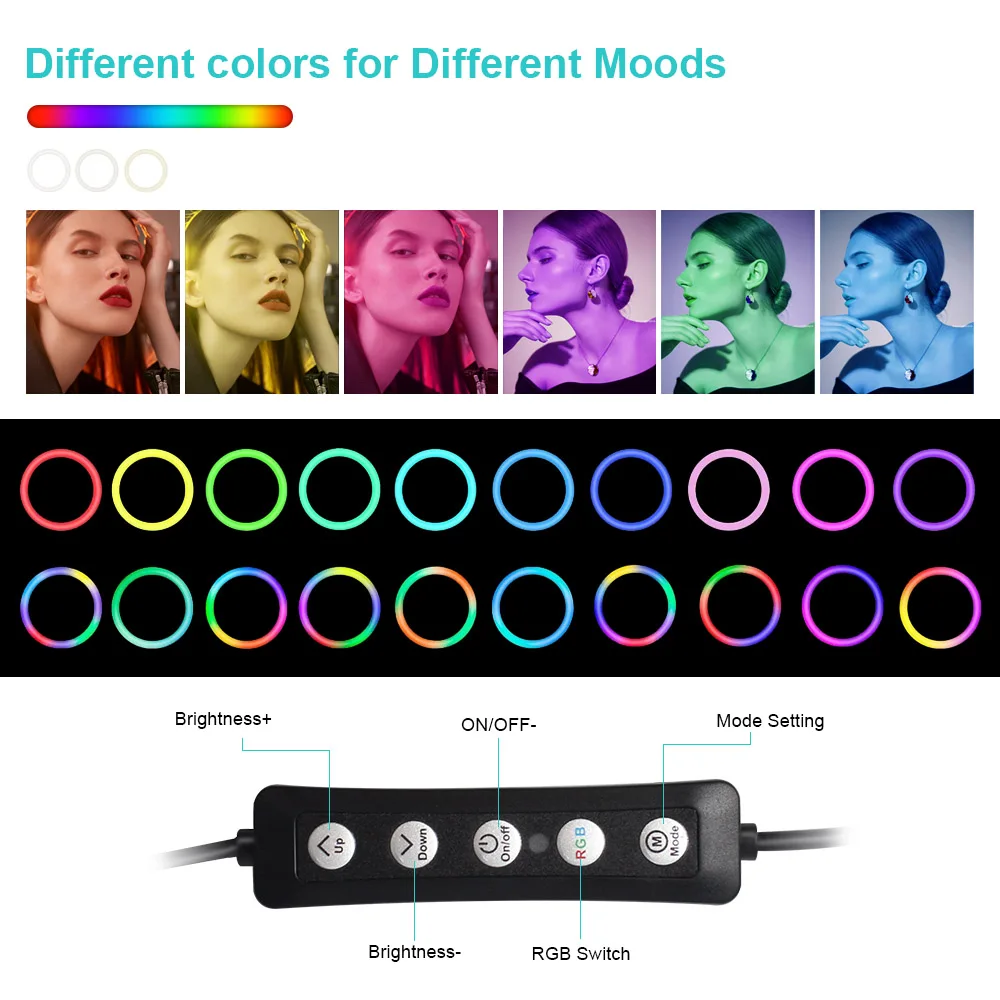10 12 13 дюймов RGB кольцевой светильник с подставкой дистанционного Управление