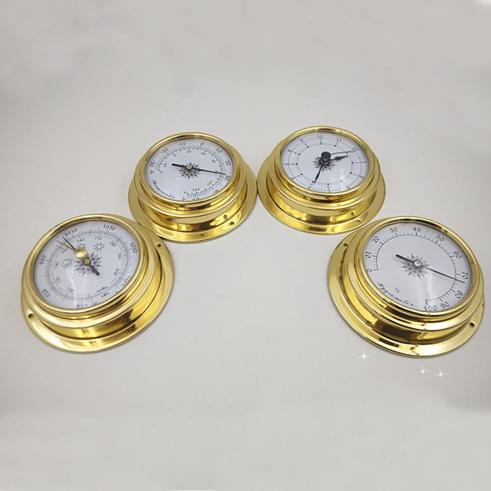 

4Pcs Barometer Clock Tool Boat Portable Accessories Meter Marine Thermometer Hygrometer Wall Mounted Kit Weather Station Set