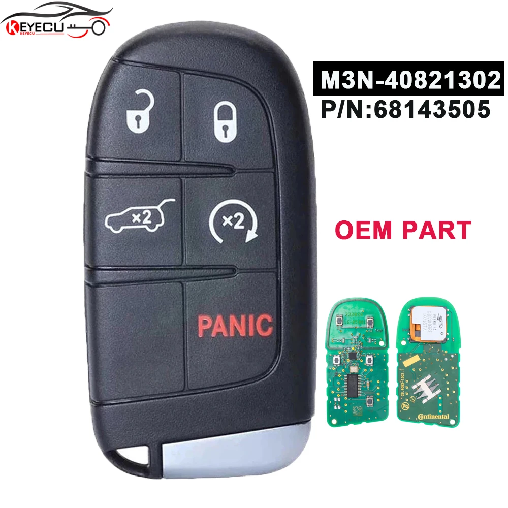 KEYECU OEM M3N-40821302 Remote Fob 5 кнопочный умный БЕСКЛЮЧЕВОЙ ключ для Jeep Grand Cherokee 2014-2020 P/N: 68143505