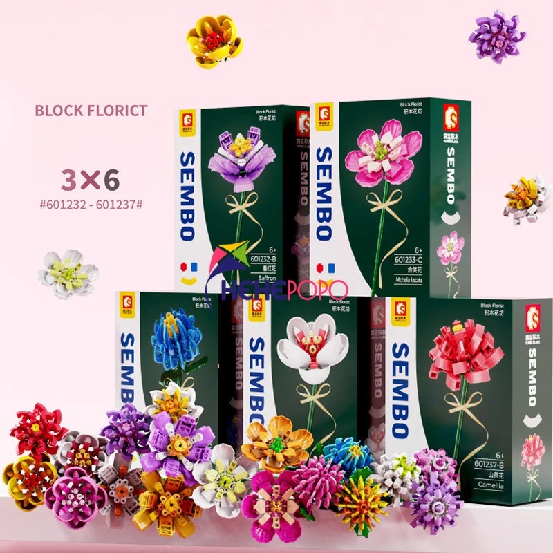 

Ideas Creator Expert DIY Flower Bouquet Tulips Roses /Hibiscus/saffron/Chrysanthemum Modular MOC Bricks Model Building Blocks