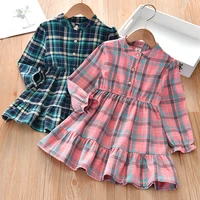 girls spring and autumn long sleeved korean plaid dress kids dresses for girl toddler girl fall clothes 2022 flower girl dresses