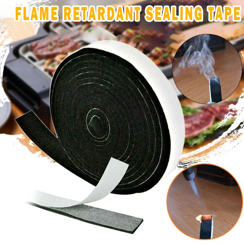 

High Heat Barbecue Gasket BBQ Door Lid Self-Adhesive Seal Tape 2cm*3.6m Antiflaming Guard Self Stick Sealing Tape