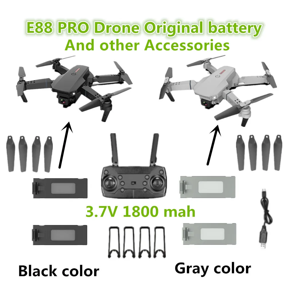 

RC Drone E88 Pro Original Battery 3.7V 1800mAh Propeller Blade RC Quadcopter Spare Parts Battery Flight Time 15mins Accessory
