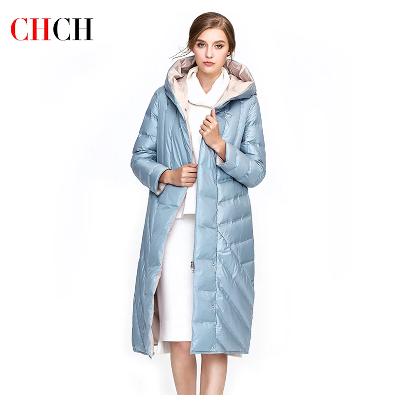 

CHCH Women's Autumn Winter Fashion 2021 new Women's Quilted Down Jacket Winter Long Coat Hooded Stand Collar Parka