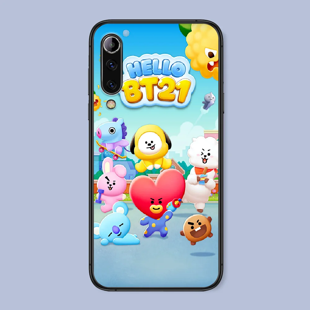 

Cartoon Kpop BT21 Phone Case For Xiaomi Mi Note 10 A3 9 MAX 3 A2 8 9 Lite Pro Ultra black Shell Fashion Bumper Silicone
