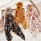 Резинки для волос женские, шифоновые, шелковые, с цветочным бантом