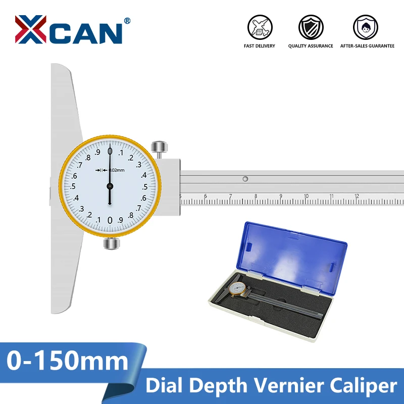XCAN штангенциркуль глубина циферблата 0-150 мм 0 02 Циферблат из нержавеющей стали