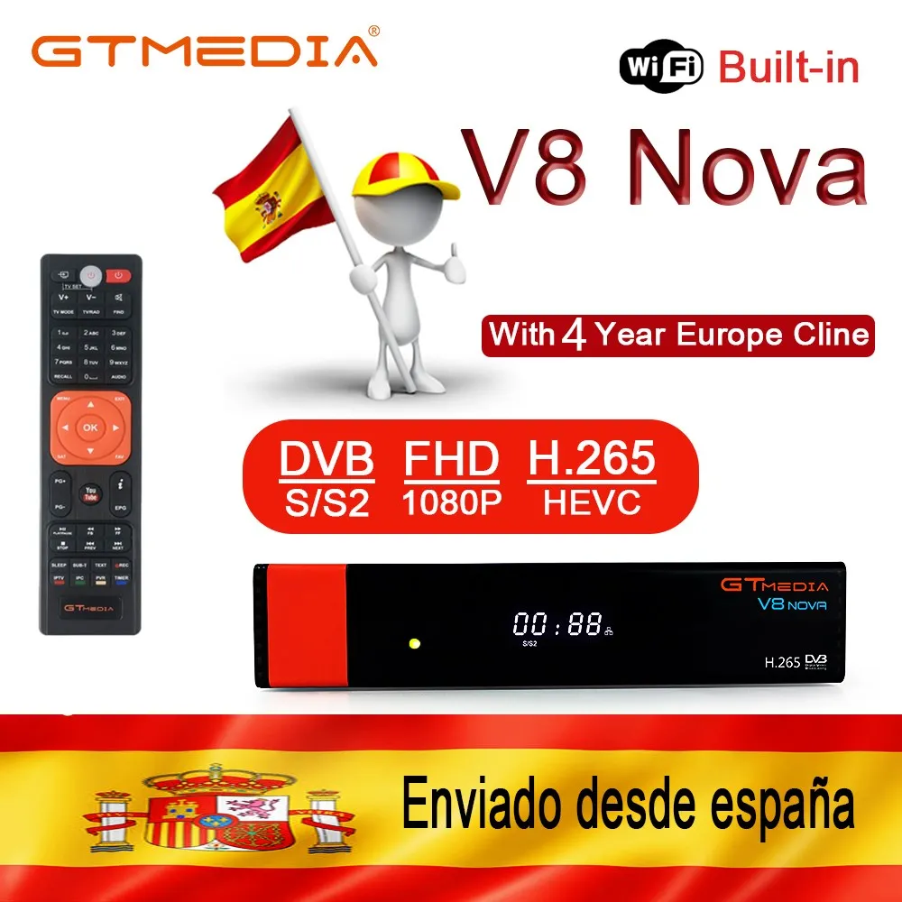 GTMedia V8 Nova Full HD DVB S2 спутниковый ресивер 4 года Europe Cline 6 line такой же Freesat V9 Супер