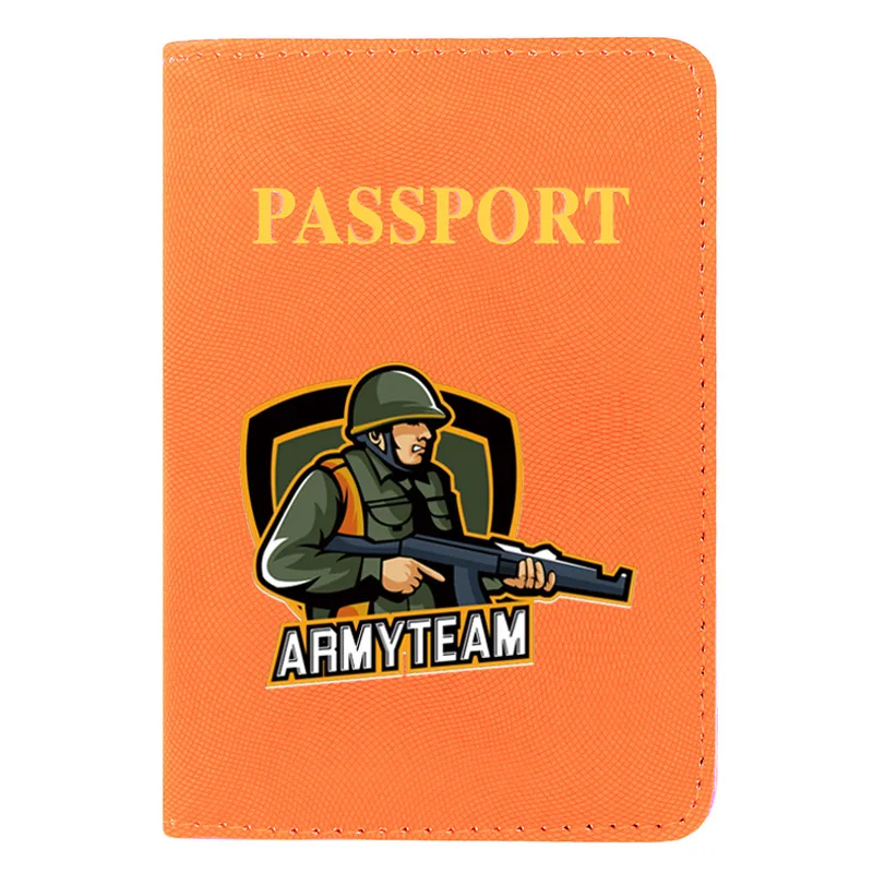 

High Quality Classic Military Army Team Printing Men Women Leather Travel Passport Cover