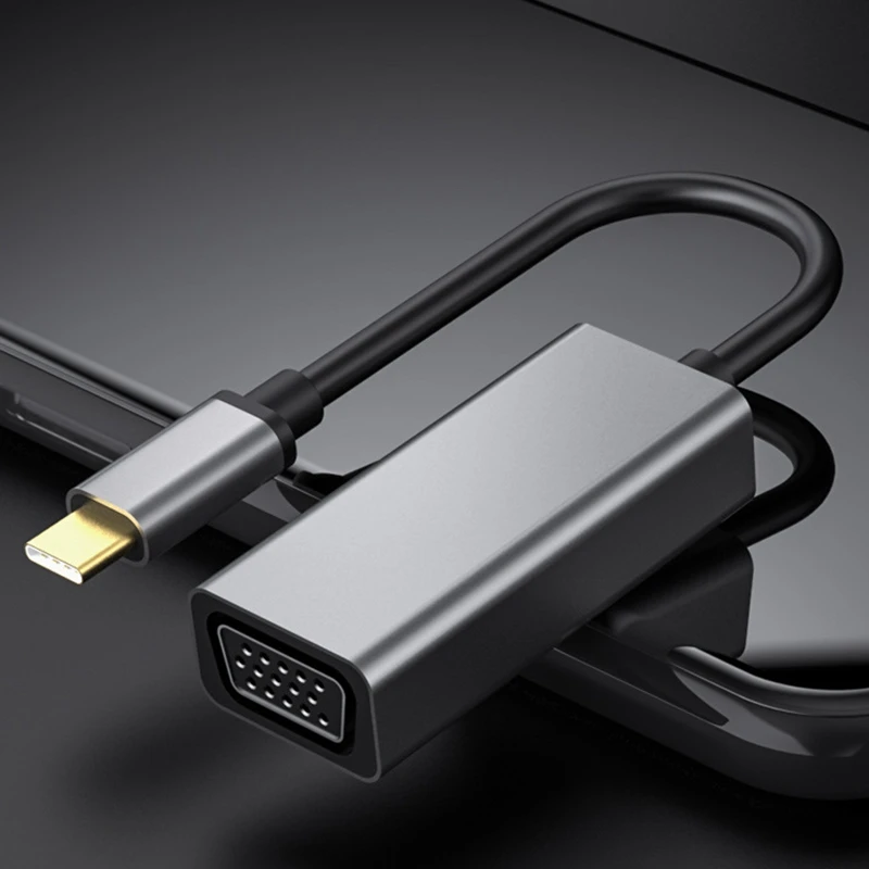 Type-C to VGA Adapter Aluminum 1080P HD USB C Converter Cable for Office PC Netbook Pro | Audio &amp Video Cables