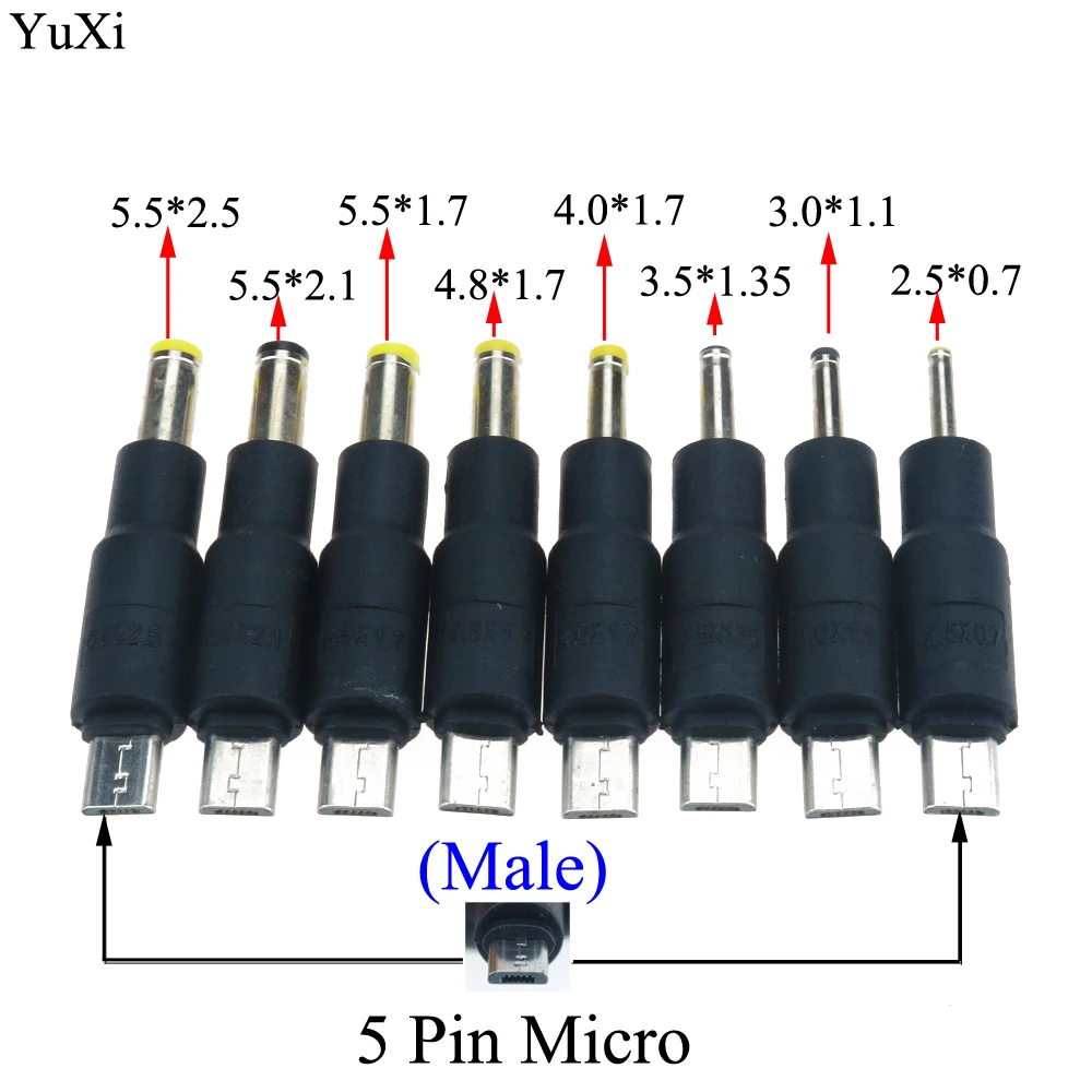 YuXi Micro USB штекер в DC 5 5*2 4 8*1 7 0*1 3 5*1 35 2 5*0 постоянного тока Разъем для зарядки