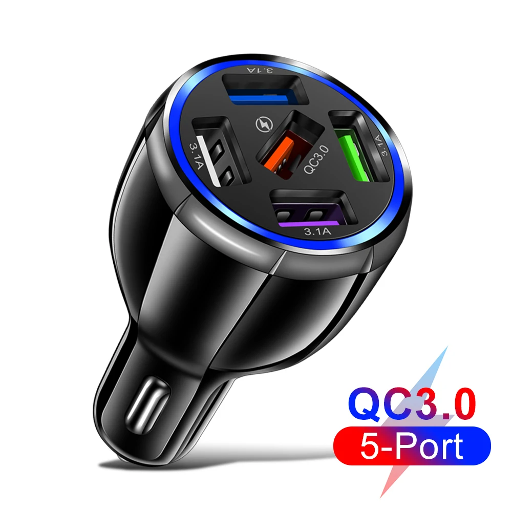 Car Charger For Mobile Phone USB Car Adapter Quick Charge3.0 Phone Car Fast Charger 5USB Portable Charger car For iPhone12Xiaomi