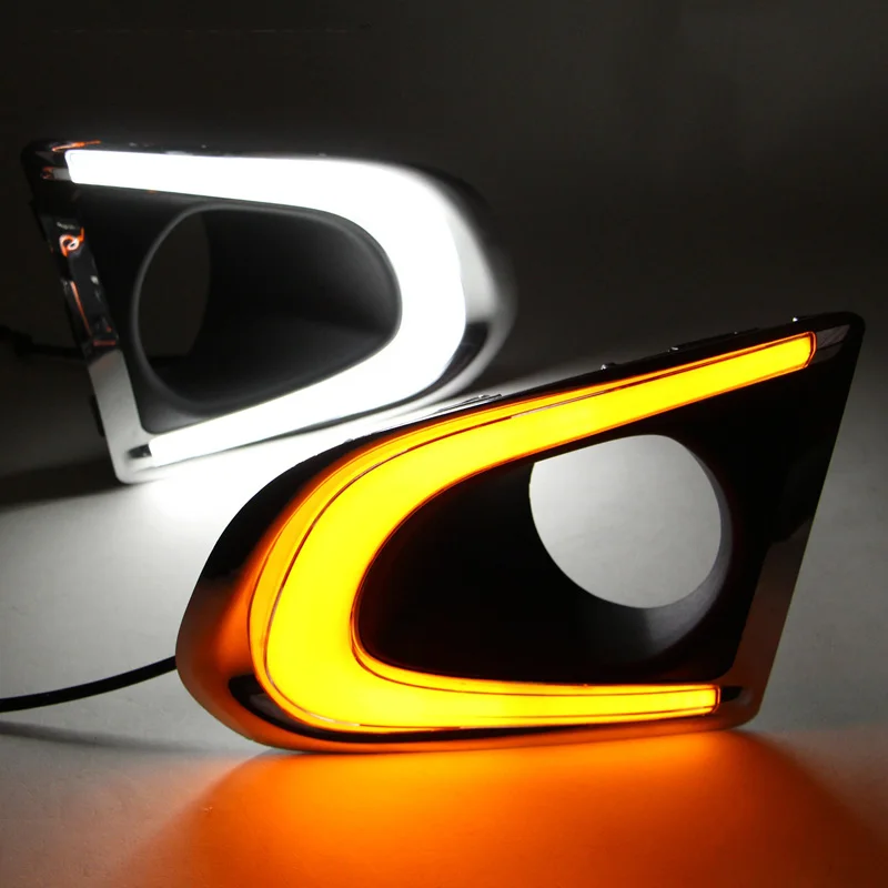 

12V LED DRL Daylights For Chevrolet Trax 2014 2015 2016 Yellow Turnning Signal Car Headlight Daytime Running Light Fog Lamp