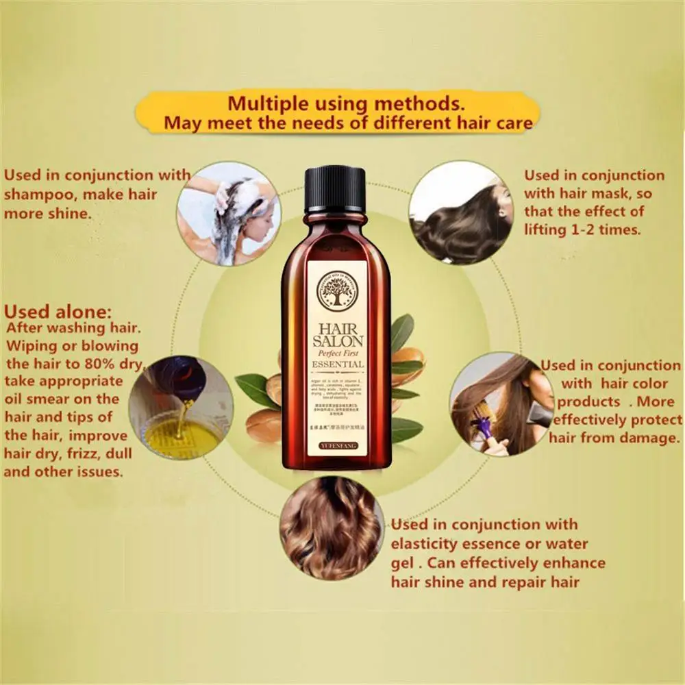 Multi-functional Hair& Scalp Treatments Hair Care Moroccan Pure Argan Oil Hair Essential Oil Smooth and Thick Hair