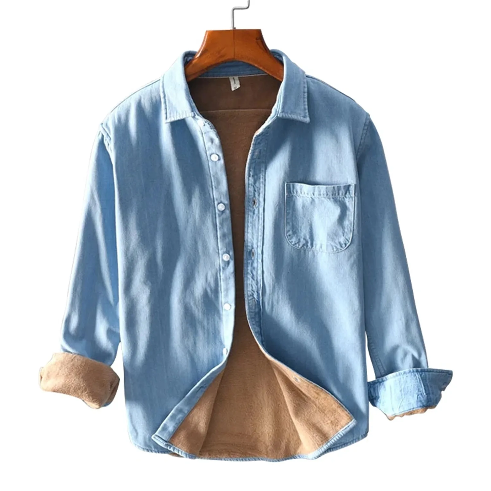 

Hot Selling Warm Winter Casual Jacket Shirt Cotton with Flanel Lining for Men Indoor Outdoor Every Day -B5