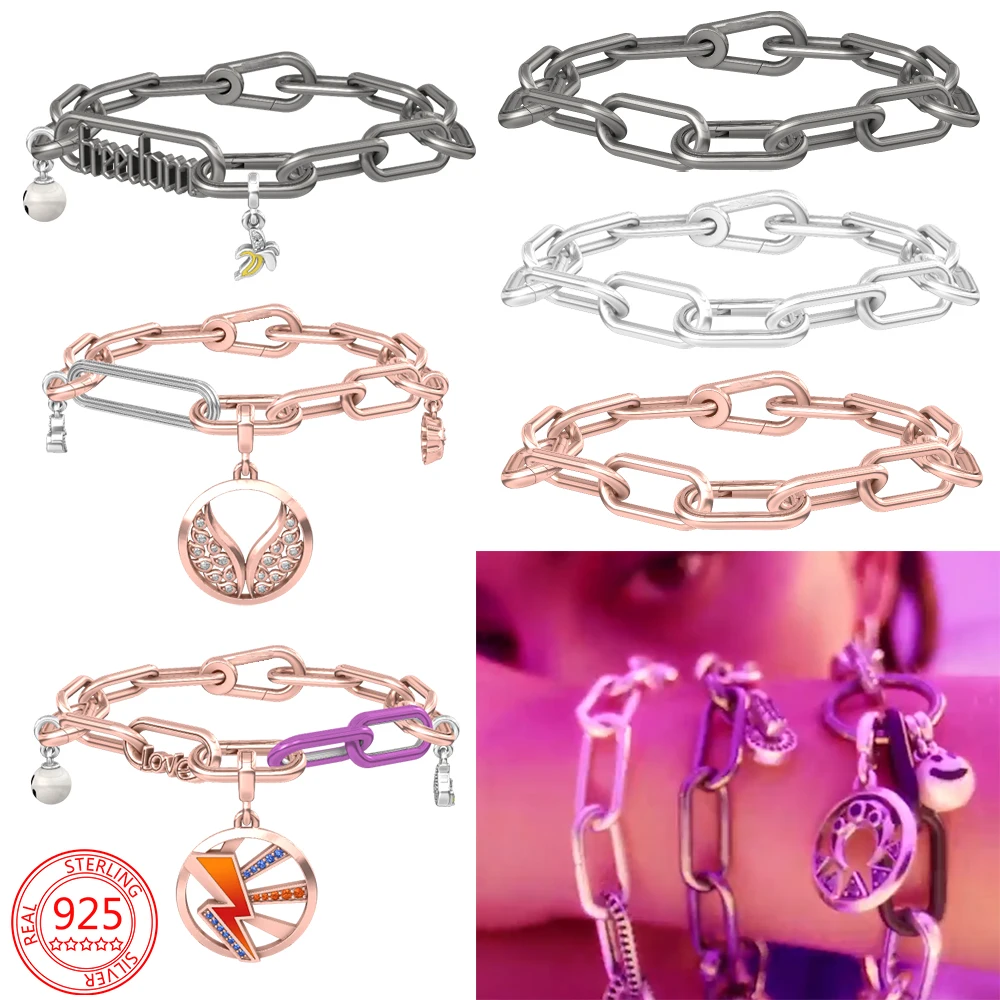 

2021 New 925 Sterling Silver Mini Charms for Jewelry Making Fit Original Pandora ME Series Charms Bracelet for Women DIY Gift