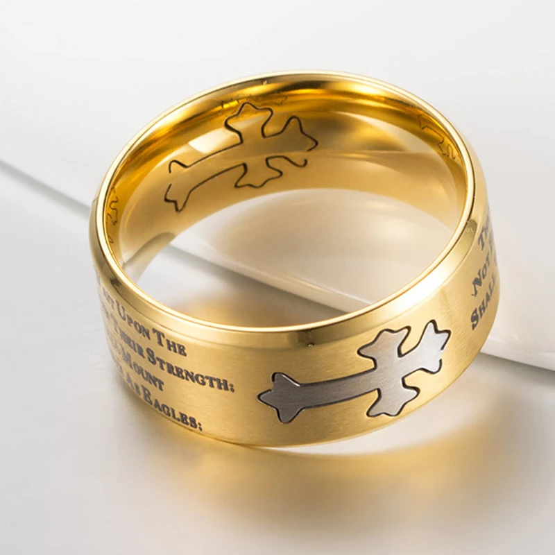 Мужское кольцо с надписью, Черное золото, из нержавеющей стали
