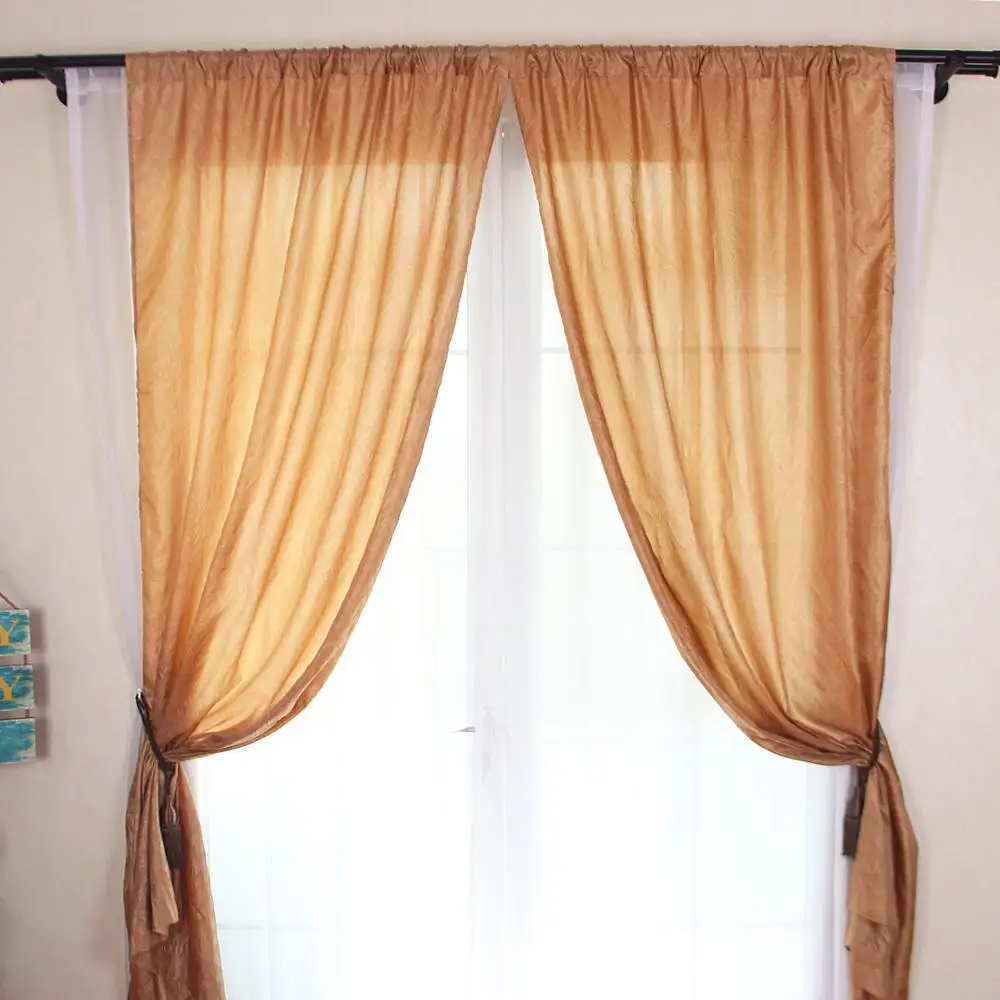 Американский стиль карамельные коричневые морщинистые Штора для карманных