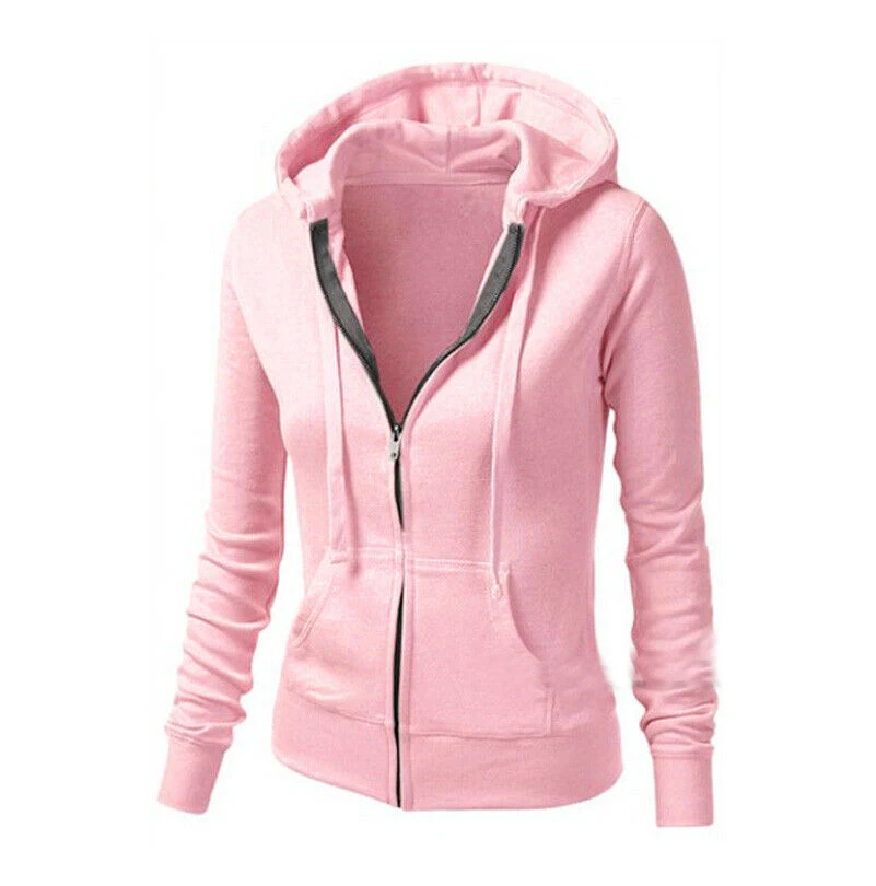

Women Hoodie Hooded Zipper Sweatshirt Sweater Ladies Pullover Jumper Casual Coat