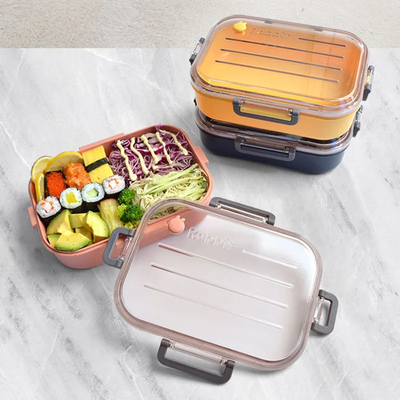 1200 мл Ланч бокс с милым мультяшным Кроликом контейнер для хранения еды