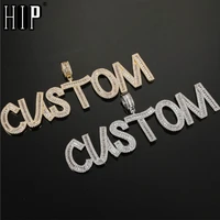 hip hop custom name letters cubic zircon bling baguette letters iced out chain pendants necklaces for men jewelry