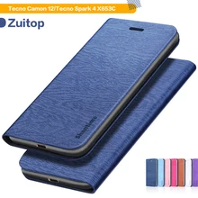 Чехол книжка с текстурой дерева для Tecno Camon 12 чехол бумажник Spark 4