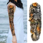 Водостойкая Временная тату-наклейка, Череп, девушка, старик, индийский человек, цветок, Золотая башня, руки, искусственная тату флэш-тату для мужчин и женщин