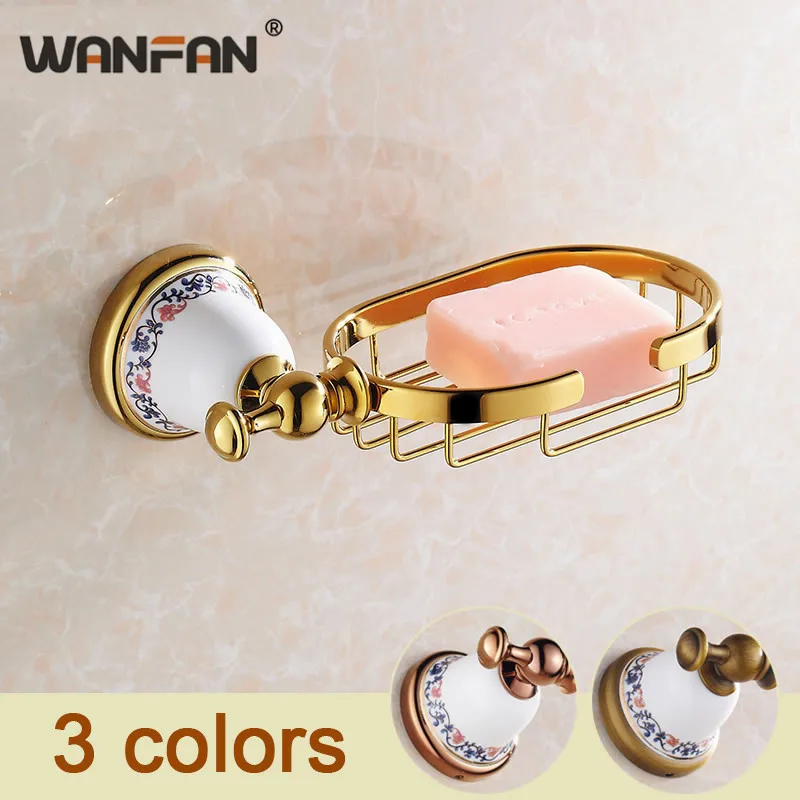 Мыльницы золотое покрытие бронзовая мыльница держатель для ванной Оборудование