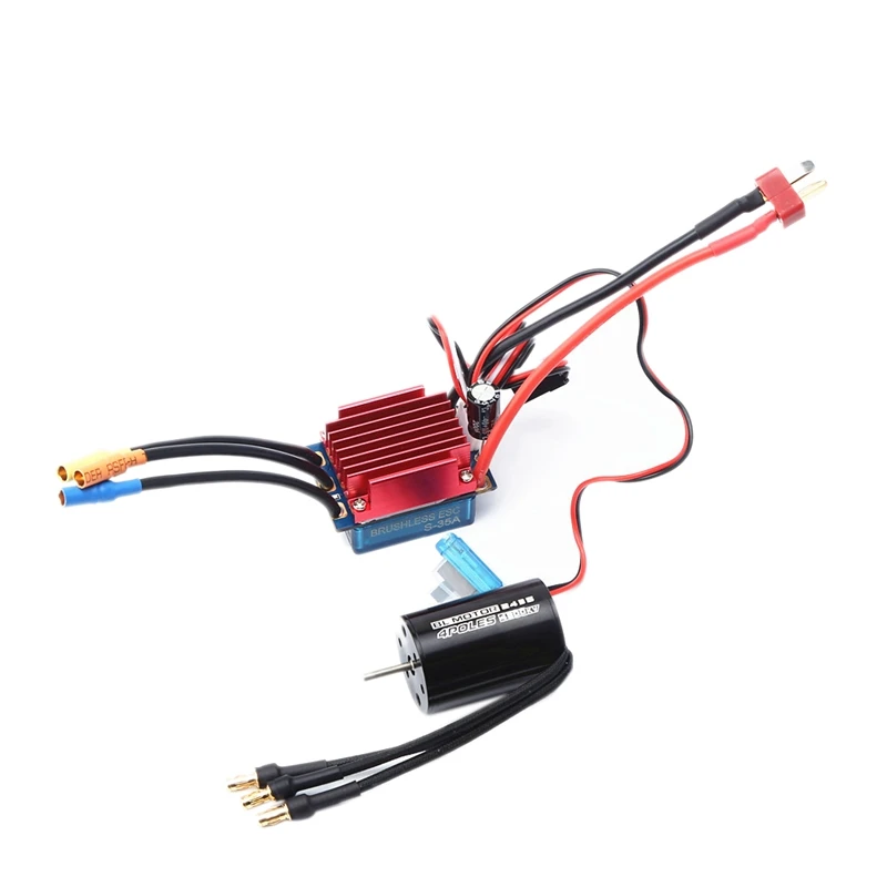 

NEW-RC 2435 Motor ESC Kit 4P Sensorless Brushless Motor with 35A Brushless ESC for 1/16 1/18 RC Car Off Road Truck