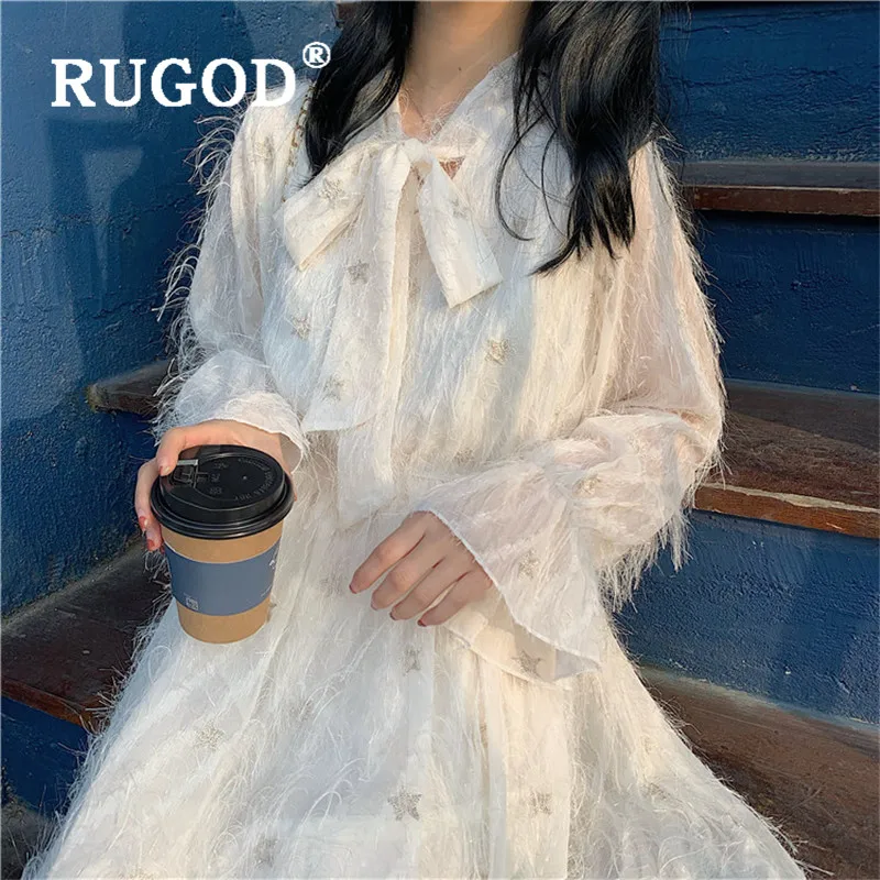Женское платье макси RUGOD Tsssel вечернее с длинными рукавами в Корейском стиле