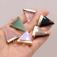 fashion opal rose quartz agate pendant natural stone triangle charm for jewelry making diy necklace earring accessories 25x32mm