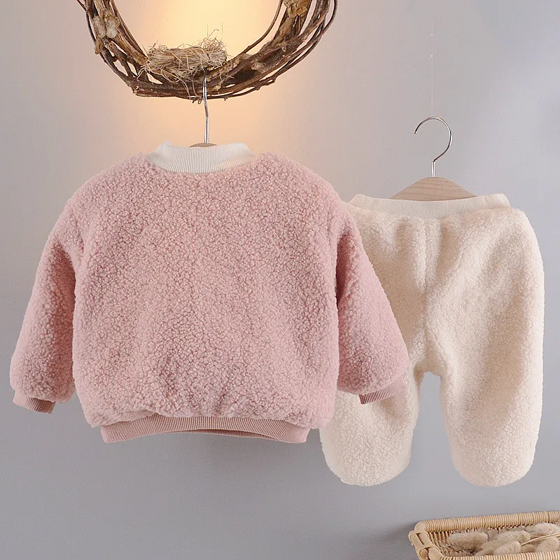 Girls Boys Suit Sweatshirts +Pants Cotton 2Pcs/Sets 2021 Sweetheart Winter Autumn Thicken Uniforms Outfits Warm Children Clothin