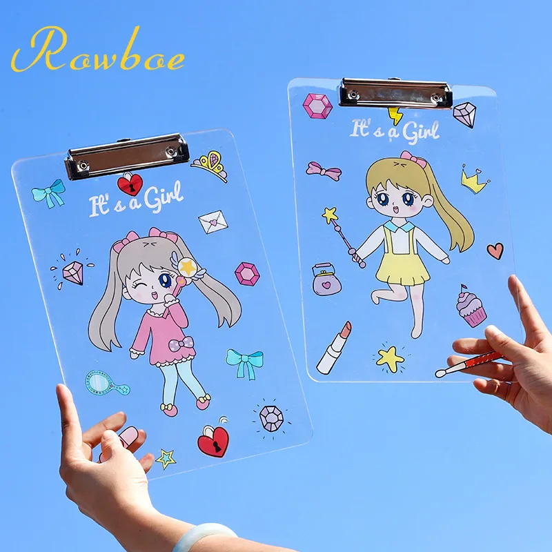 ROWBOE симпатичные канцелярские принадлежности kawaii папка A4 доска папка офисные принадлежности коврик канцелярская акриловая письменная доска kawaii принадлежности