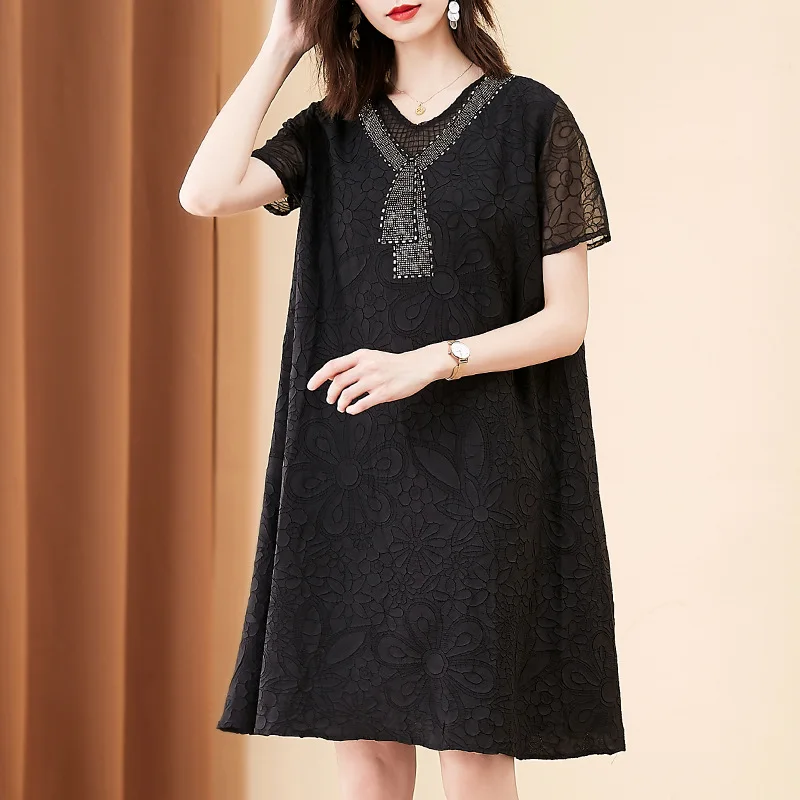 

Mother's Loose Belly Covering And Slim Dress New Women's Dress With Short Sleeves In 2020 Summer