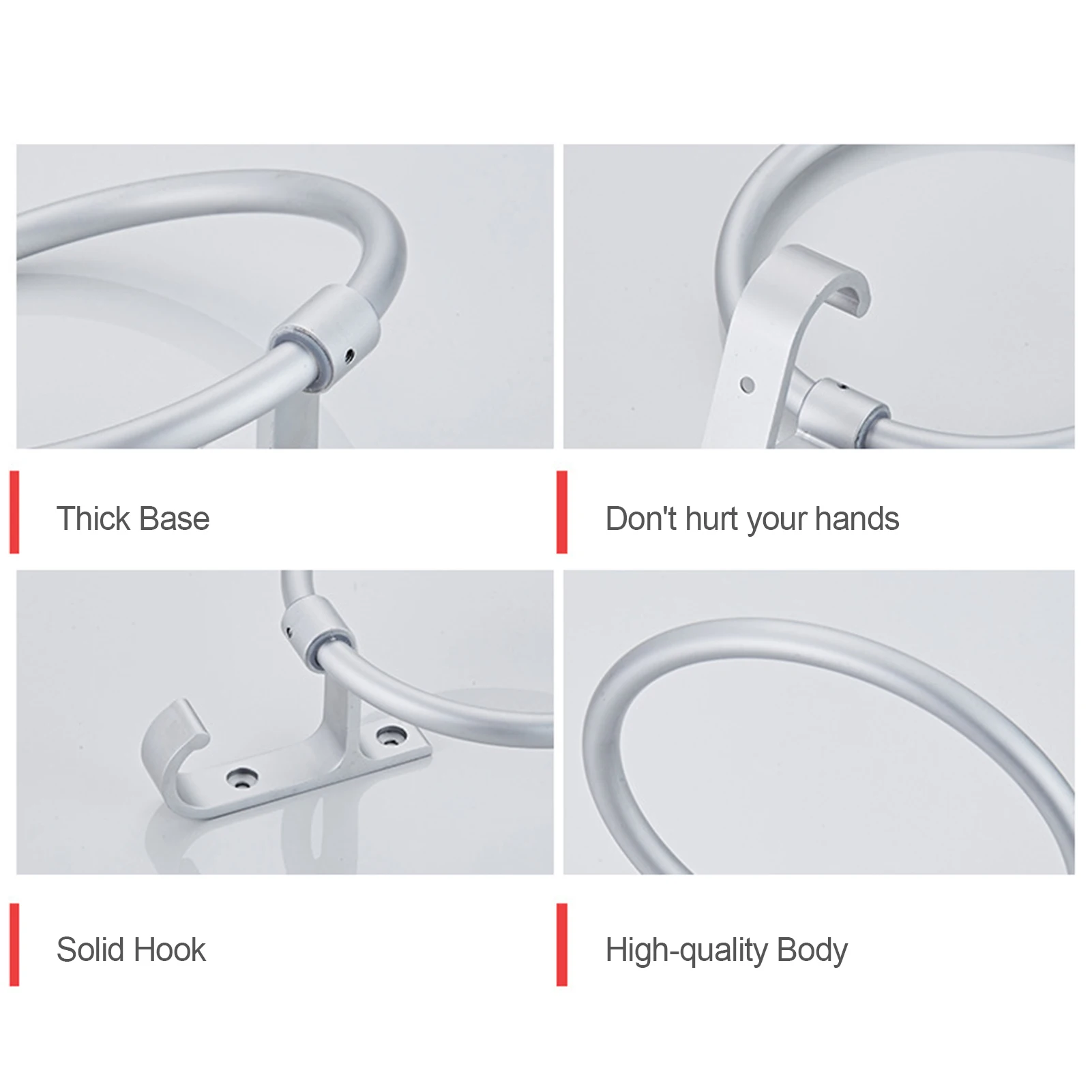 

Wall-Mount Towel Ring Round Towel Bar Bath Towel Clothes Hanger Nail Free Aluminum Towel Rack Holder for Bathroom Kitchen