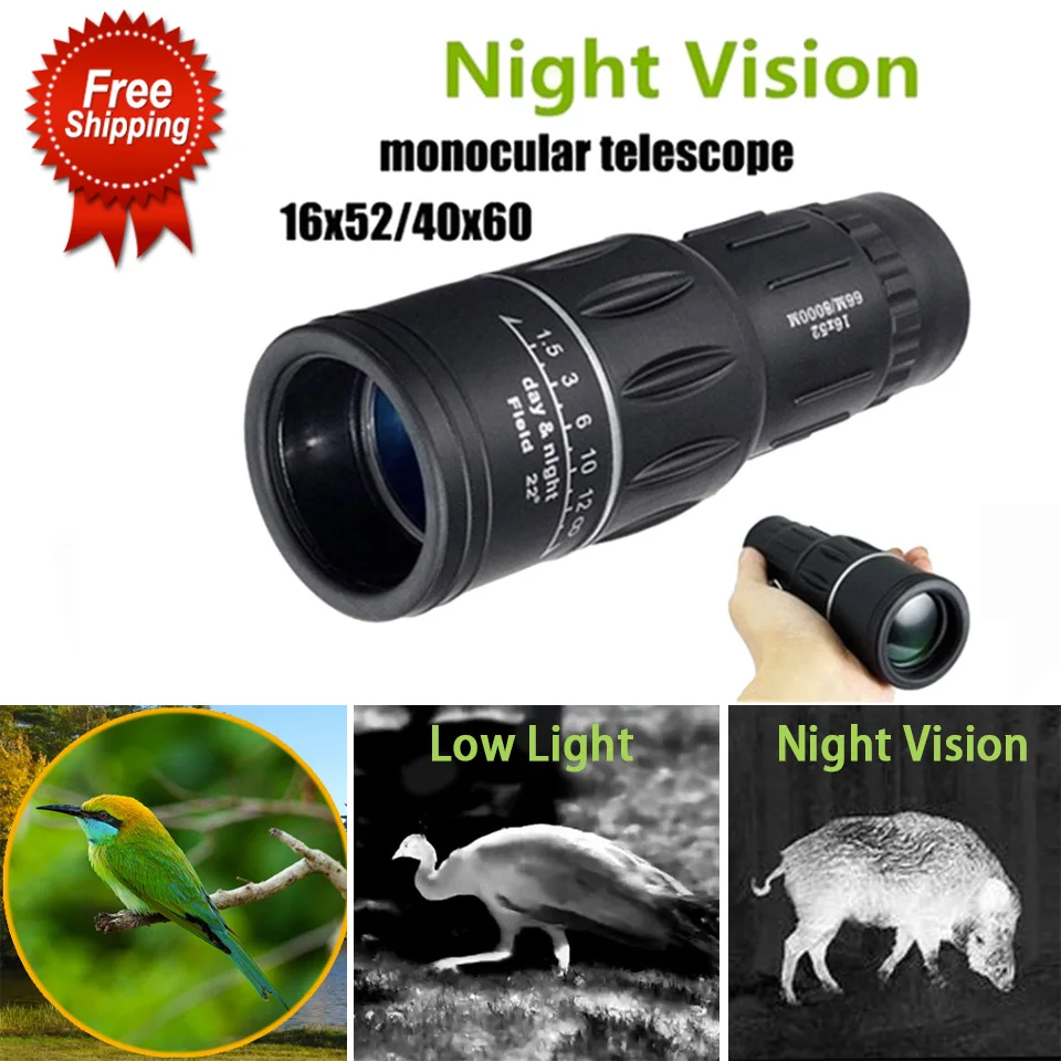 

16X52 Dual Focus Monocular Telescope Hunting Spotting Upgrade Handheld for Tourism Sightseeing Concerts Fishing Sailing Maifeng