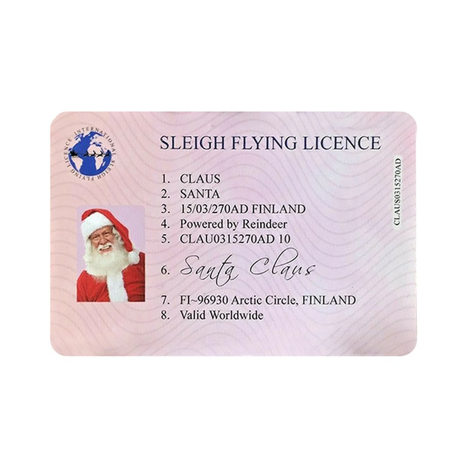 

Santa Claus Flight License Sleigh Riding Licence Tree Ornament Christmas Old Man Driver License Entertainment Props Elegantly