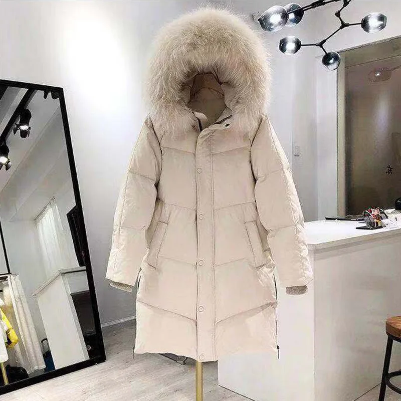 

JCHB 2021 Fur Collar Women's Down Cotton Jacket Winter Coat Women Clothes Korean Vintage Parka Coat Female Jacket Long Tops ZT4