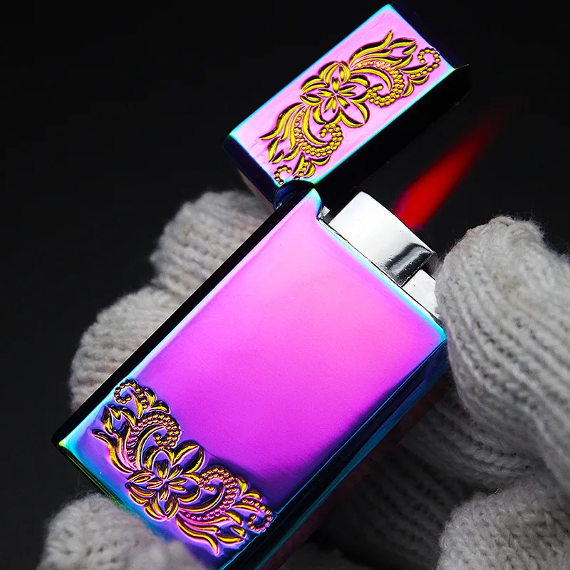 

Personality straight into the windproof red flame portable metal butane lighter windproof smoking accessories men's gift Millet