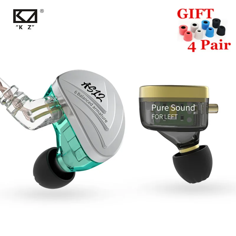 KZ AS12 12BA Balanced Armature Drives In Earphones HIFI Sport Monitor Headset Noise Cancelling Earbuds earphones AS16 AS10 ZSX