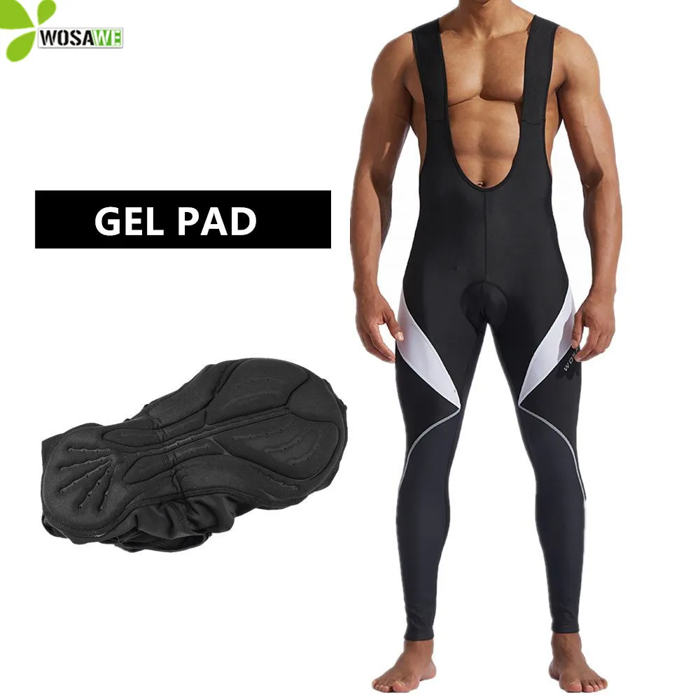

WOSAWE Windproof Men's Cycling Pants Gel Padded Tights MTB Bike Bib Shorts Reflective Downhill Clothing Bicycle Long Trousers