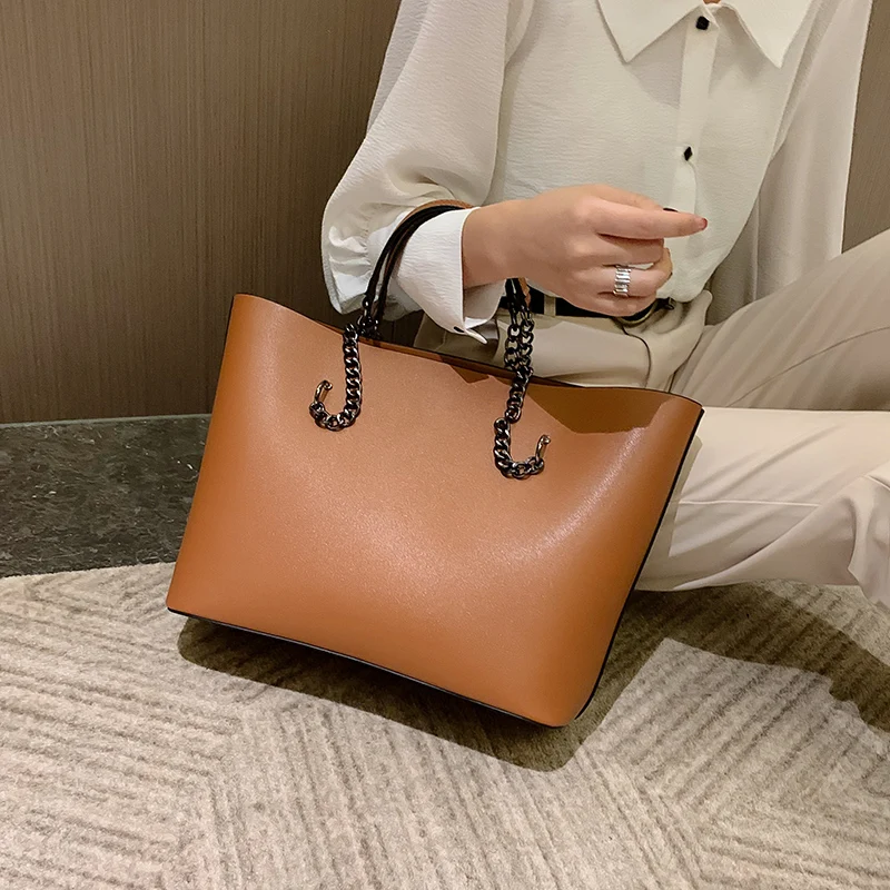 

Designer PU Leather Shoulder Bags For Women Brand Chain High Capacity Handbags Travel Luxury Hand Bag Female Large Shoulder Bag
