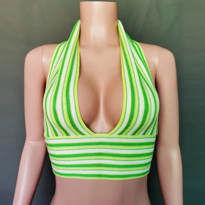 Укороченный топ с v-образным вырезом и повязкой вязаный женский сексуальный 2024