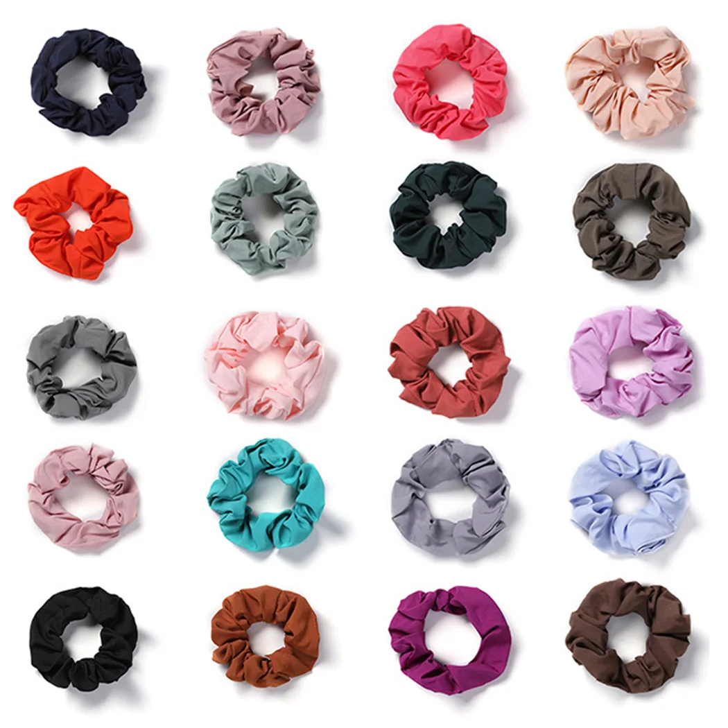 

20Pcs Korea Satin Elastic Hair Bands Scrunch Ponytail Holder Scrunchy Hair Ties Solid Color Women Girls Headwear Ponytail Holder
