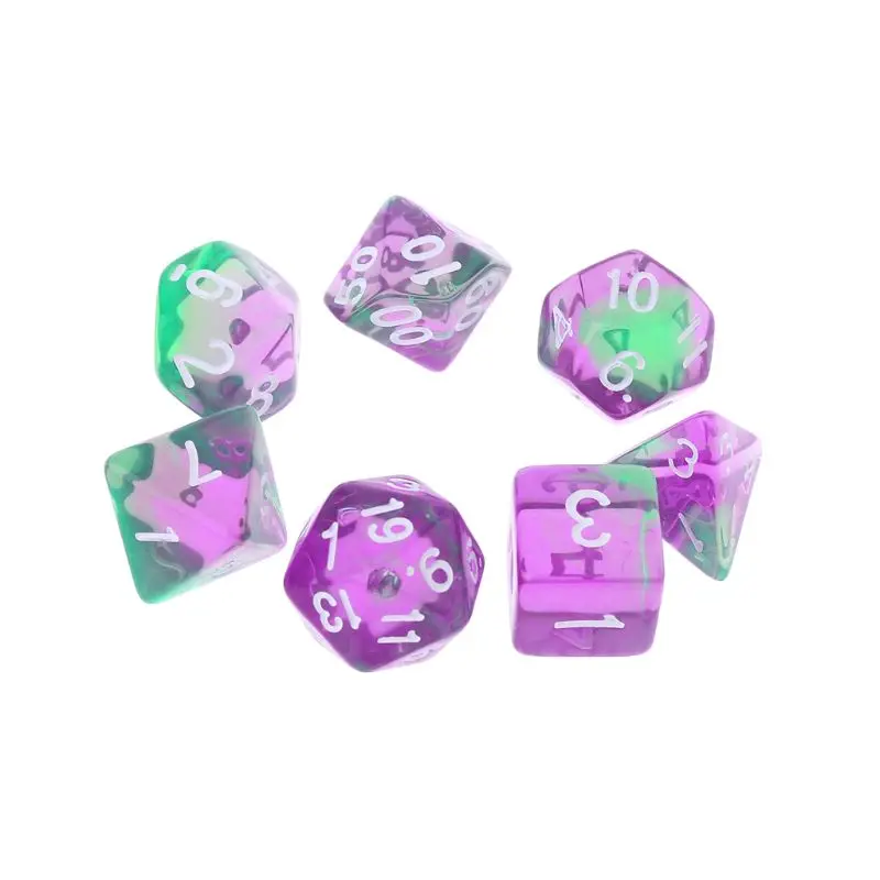 7 шт. прозрачные двусторонние игральные кости D4 D6 D8 D10 D12 D20 подземелья и дракон D &