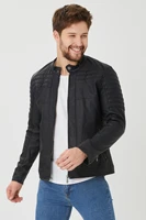 springwinter men s regular length casual faux leather zipper inside pockets black color turkish production jacket coats