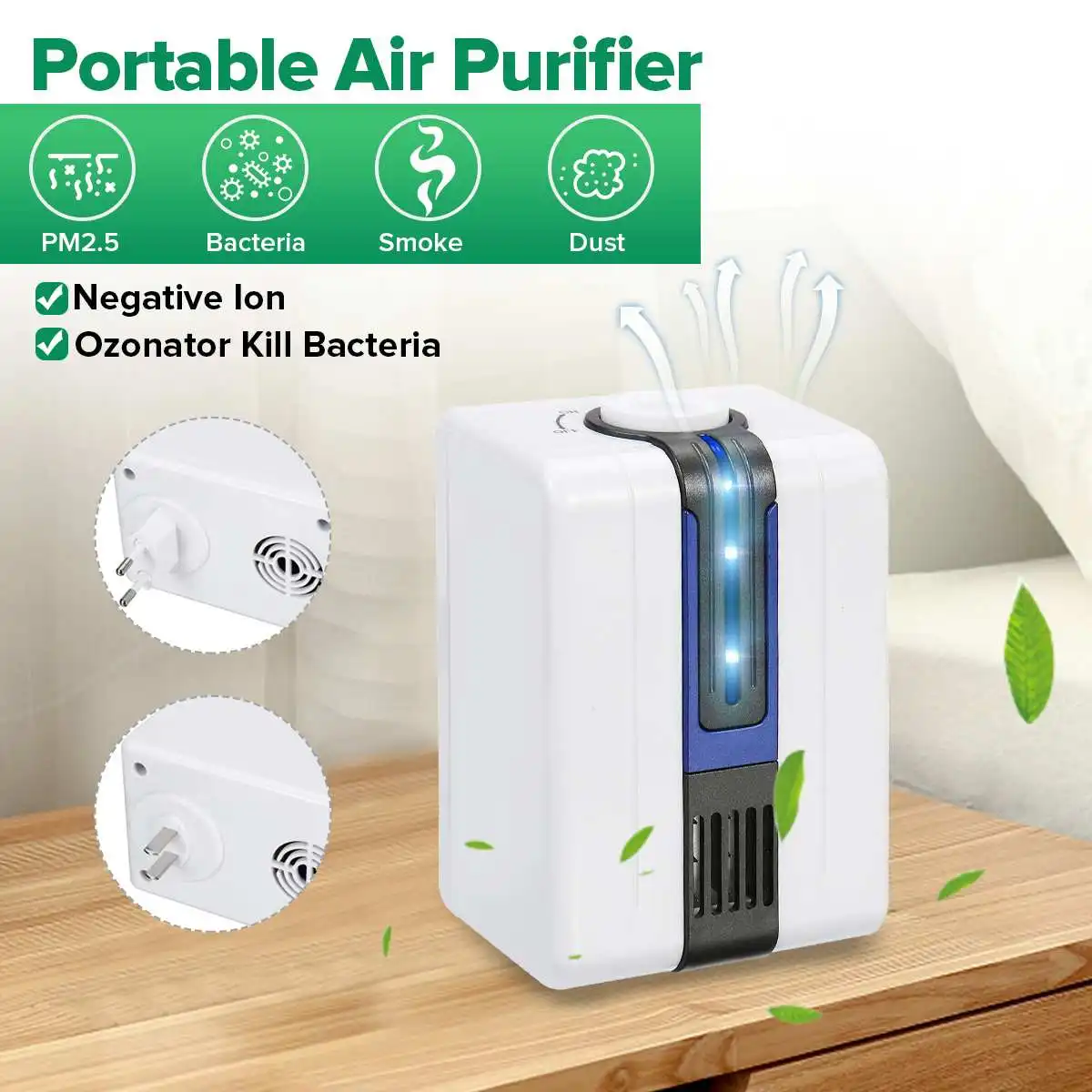 

Negative Ion Air Purifier Air Cleaner Filter Home Ozone Generator Sterilization Odor Dust Bacteria Smoke Pm2.5 Eliminator